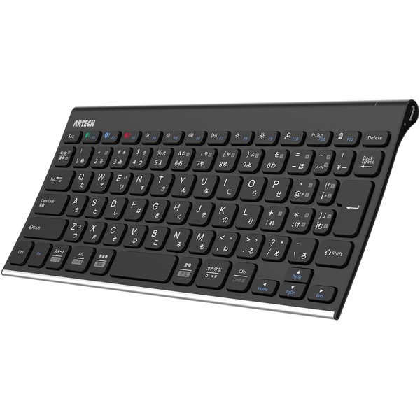 Arteck ワイヤレスキーボード 日本語配列 マルチデバイス ステンレススチール Bluetooth キーボード 持ち運びやすいデザイン Bluetooth対応 iOS,