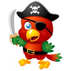 Wallmonkeys Illustration Cartoon Pirate Parrot Wall Decal Peel and Stick Animal Graphics (48 in H x 42 in W) WM160219