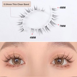 Bottom Lashes Strip 10 Pairs Natural Wispy False Eyelashes 4-7MM Clear Thin Band, MUQIU37 Manga Style Lower Lash Extensions Lightweight Comfortable Fake Lashes for Under Eye (MQ203)