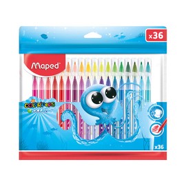 MAPED Plumones Punta Mediana 2.8 mm ColorPeps Ocean, 36 uds.  Tinta Lavable  Puntas Bloqueadas  Rotuladores de Colores Brillantes                     