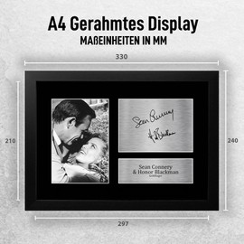 HWC Trading FR A4 Sean Connery & Honor Blackman James Bond Goldfinger Gifts Printed, Signed Autograph Picture For Movie Memorabilia Fans - A4 Framed