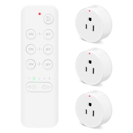 NineLeaf Remote Control Outlet Plug with Countdown Timer, Remote Switch Outlet, Remote Control Outlets, Remote Outlet,15A/1500W, Up to 500 ft Range, for Light, Fan, TV, Router,1 Remote 3Plugs