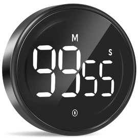 LIORQUE Digital Kitchen Timer Magnetic Countup Countdown Cooking Timer Gym with Large LED Display Adjustable Volume for Kids Classroom Seniors Black