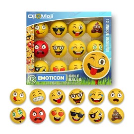 Oji Moji Premium Emoticon Golf Balls - Unique Professional 12-Pack - Novelty Golf Gift for All Golfers, Men, Dads, Women and Kids