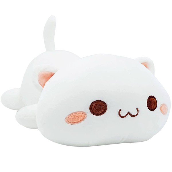 Onsoyours Cute Kitten Plush Toy Stuffed Animal Pet Kitty Soft Anime Cat Plush Pillow for Kids (White A, 20")