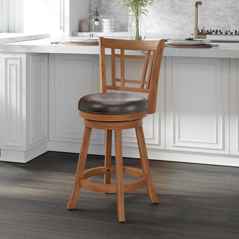 Hillsdale Fairfox 24.5" Wood Swivel Counter Height Stool, Oak
