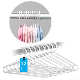 LaLoona Baby Clothes Hanger Set – Plastic Children's Clothes Hangers – Extra Slim Baby and Children Clothes Hangers with Trouser Bar – White 22 pcs