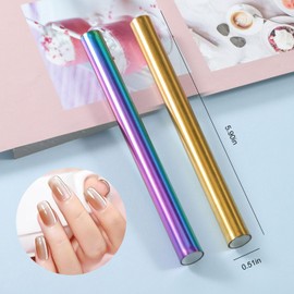 XEAOHESY 2 Pieces Cat Eye Magnet for Nails Double-Ended Iridescent and Gold Cylindrical Strong Nail Magnet for Cat Eye Gel Nail Polish
