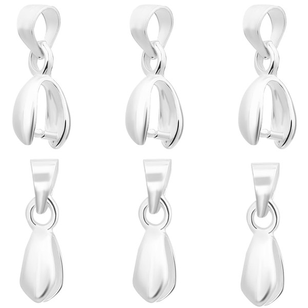 CREATCABIN 6Pcs Pinch Clip Bail Clasp 925 Sterling Silver Pendant