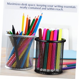 TEHAUX 3sets Metal Mesh Pen Holder Desktop Organizer for Pens Pencils Makeup Brushes Versatile Storage for Office Home School Space Saving Design 2pcs*3