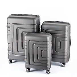 ZJMTOCYU Lightweight and Impact-Resistant Hardshell Suitcase Set for Travel, 3-Piece Luggage with Smooth Spinner Wheels, Dark Gray