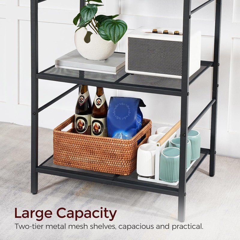 MAHANCRIS Bakers Rack with Power Outlet, Kitchen Storage Shelf with