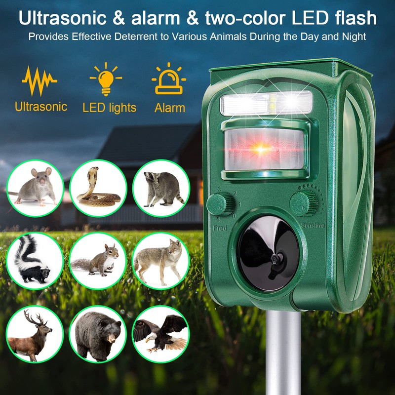 Ultrasonic Animal Repeller Outdoor Solar Animal Repellent with Motion Sensor