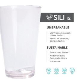 Silipint: 16oz Silicone Pint Glass – Unbreakable, Reusable, Dishwasher Safe, Microwave Safe, BPA Free, Non-Toxic Drinkware – Crystal Clear