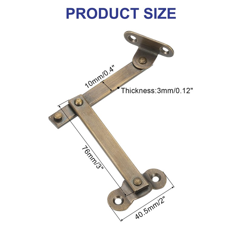 sourcing map 2 Pcs Brass Lid Folding Support Hinge, 3"