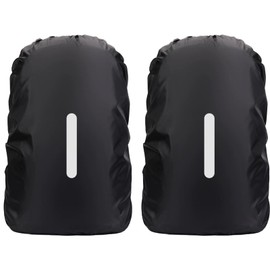 AMBEERT 2 PCS Backpack Rain Cover Waterproof, Waterproof Rucksack Cover, Backpack Cover Waterproof, Backpack Rainproof Protector,Outdoor Anti-tear Backpack Raincover for Camping,Hiking,Cycling(Black