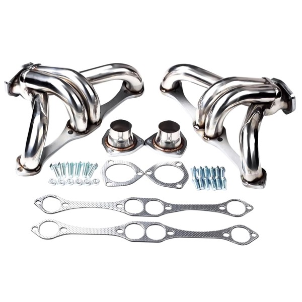 TEKKOAUTO Stainless Hugger Headers Replacement for Chevy Small Block SB
