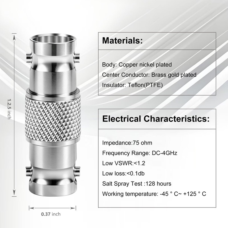 10PCS SDI Connector 75 Ohm BNC Female to BNC Female