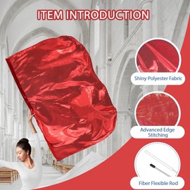 Baisdan 55" Worship Flags for Teenagers, Praise Dance Flags for Beginners, Church Flags with Flexible Rods & Carrying Bag, 2 Pack, Red