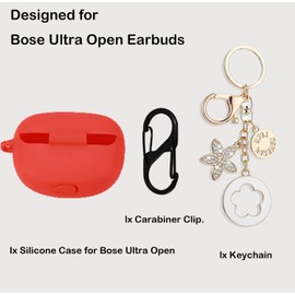 Case Compatible with Bose Ultra Open Earbuds (2024), Soft Silicone Shockproof Skin Cover with Cute Bling Keychain Accessories for Men Women, Protective Cover with Carabiner