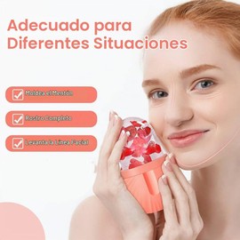 Juego de 5 herramientas de masaje facial, placa raspadora de acero inoxidable y rodillo 3D, bandeja de hielo de silicona: herramienta reutilizable de compresas frías faciales, no requiere ele (Orange)