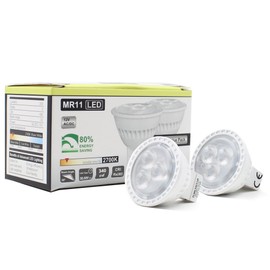 TORCHSTAR LED MR11 Bulbs, 25W Halogen Equivalent, 3W 2700K Soft White, Non-Dimmable, Outdoor Landscape Lighting Bulb, GU4 Base Spotlights, AC/DC 12V Low Voltage Recessed Track Lights, Pack of 2