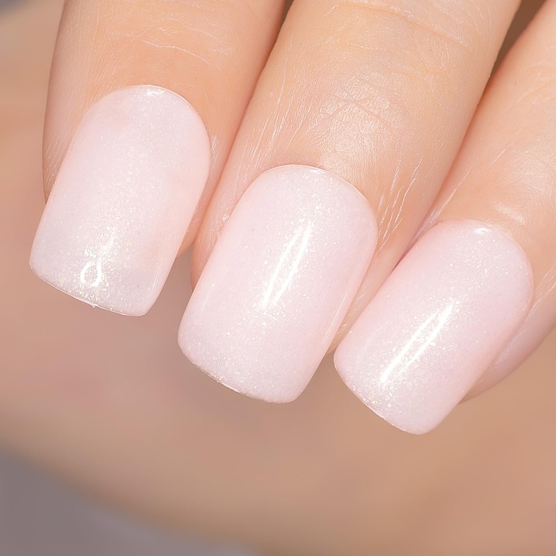 Sheer Nude Ligth Pink Glitter Gel Nail Polish，15ml Jelly Soft
