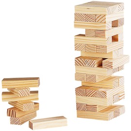Playtastic Wooden tower game: Wobble Tower Skill Game with 48 Wooden Tiles (Wooden Game)