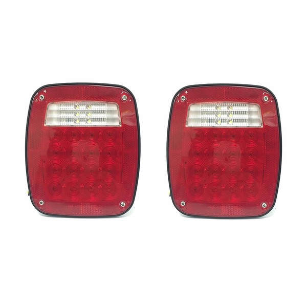 MAXXHAUL 80685 Universal Square 12V Combination 38 LED Signal Tail Light - For Truck, Trailer, Boat, Jeep, SUV, RV, Vans, Flatbed,2 Pack, Regular