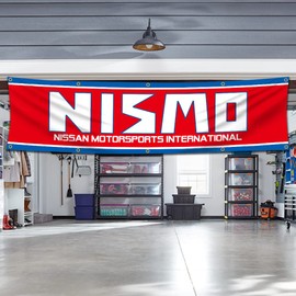 NISMOS Flag,2x8ft Racing Car Banner with 10 Brass Grommets for Garage Shop Wall Decor Flags