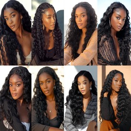 BilltiiWW Color 1B Human Hair Bundles Deep Wave Bundles Natural Color Human Hair Loose Deep Water Wave Brazilian Weave Extensions Soft and Silky for Women 20 22 24 Inch