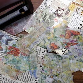 NIKOMIE Butterfly Vintage Decorative Scrapbooking Washi Stickers, DIY Crafts for Stationery, Diary, Card Making (45 pcs)