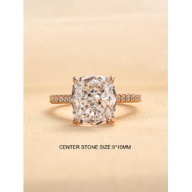 RODIFFY 4CT Cushion Cut Promise Ring for Women,White/Yellow Stone Ring,925 Sterling Silver 18K Yellow/White/Rose Gold Plated Engagement Ring, 8.5, Metal, Cubic Zirconia