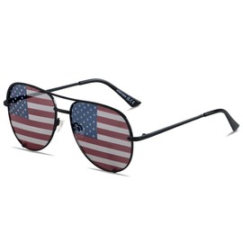 ANDWOOD American Flag Aviator Sunglasses Womens Mens Pilot USA America Sun glasses