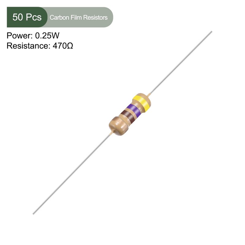 YOKIVE 50pcs Carbon Film Resistors 1/4W 470 Ohm 5% Tolerance