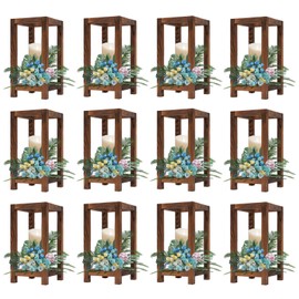 12 Pcs Decorative Candle Lanterns Wooden Wedding Lantern Candle Holders for Table Centerpiece Vintage Candle Lanterns Wood Christmas Farmhouse Rustic Lantern Tables Decoration 10.6in