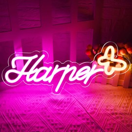 ATTNEON Large Harper Name Neon Sign,LED Name Neon Light for Kids Bedroom,Birthday Party Decoration,Neon Sign Customizable for Wall Decor,Perfect Surprise for Girls,Size 15 * 6.3 inches(JTD0176)
