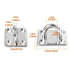 Pack of 12 Stainless Steel Eye Plate, Eyelet Holder, Sturdy U-Shaped Wall Mount, Eyelet Eye Plate, Ceiling Hook/Eye Plate, Stainless Steel, Wall Hook, Holds up to 50 kg