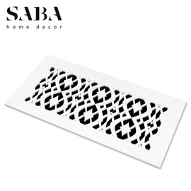 SABA Home Decor Air Vent Cover Grille - Acrylic Fiberglass 4 x 10 Duct Opening (6 x 12 Overall) White Finish Decorative Register Covers for Walls and Ceilings, Charlotte (4 x 10, White)