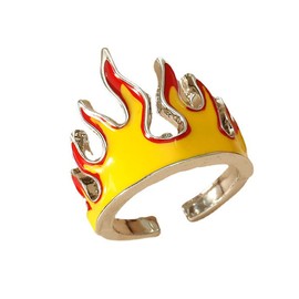 Caiyao Fire Flame Finger Ring Blaze Fire Crown Knuckle Joint Finger Band for Women Men Jewelry Gifts-A fire