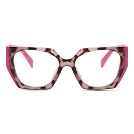 AOOLIA Cat Eye Reading Glasses for Women Vintage Dual-color Full Rim Multicolor Blue Light Blocking Reader Eyeglasses (Pink, 2.25, x)