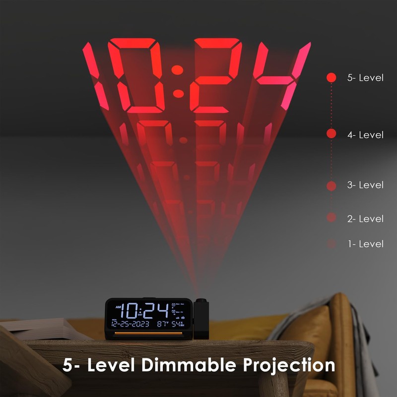 ROCAM Clock Radio with Projection, Digital Clock Projector Shines on