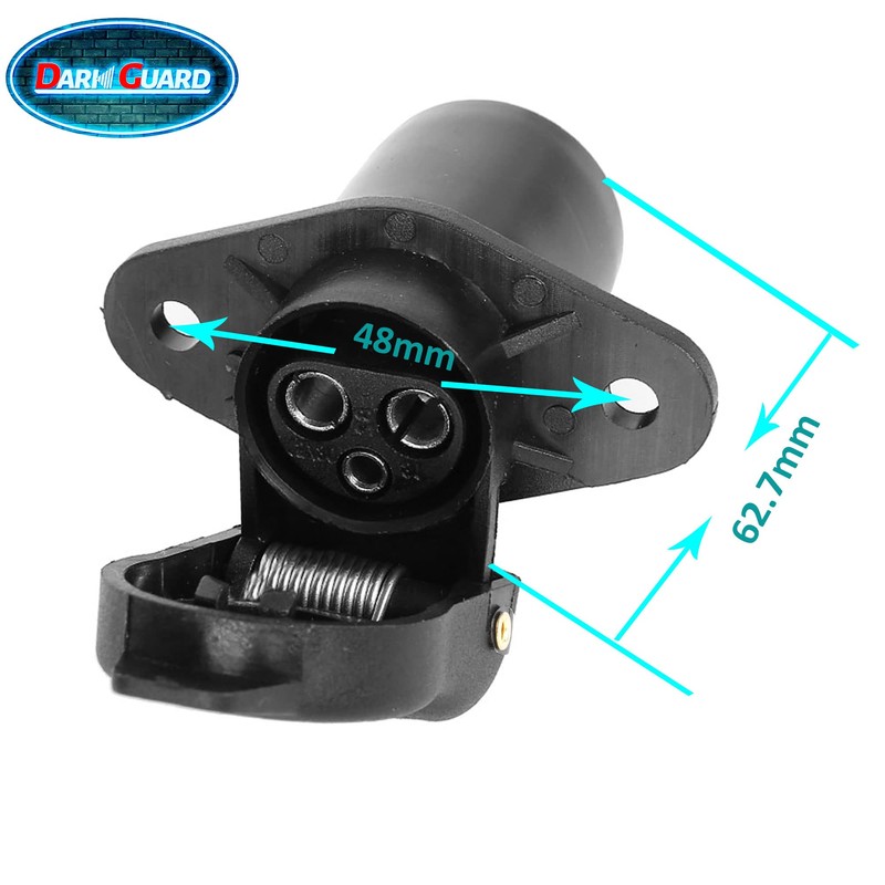 DARKGUARD 2Pieces 3 Pin Tractor Socket 12v 24v,Norm Din 9680,3