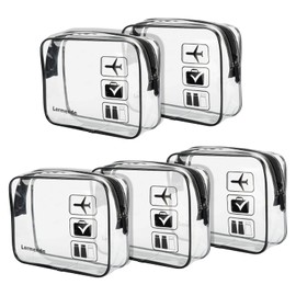 Lermende 5pcs Clear Makeup Bags,TSA Approved Toiletry Bag,Clear Cosmetic Makeup Bags with Zipper,Airport Airline Clear Travel Toiletry Bag for Women Men, Quart Size Clear Travel Bags for Toiletries