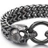 COOLSTEELANDBEYOND Gothic Mens Grey Black Stainless Steel Skull Franco Link
