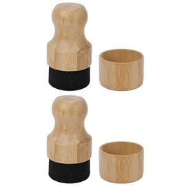 2pcs Cutting Board Oil Wax Applicators with 2 Covers, Round Wood Butcher Block Mineral Oil Wax Conditioner Applicator for Wooden Cutting Boards Scrapers Bowls Spoons (Wood Color)