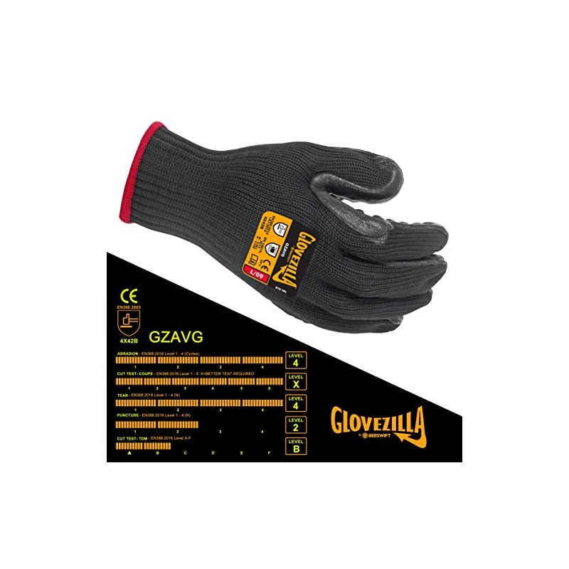 GLOVEZILLA ANTI-VIBRATION GLOVE BLACK L