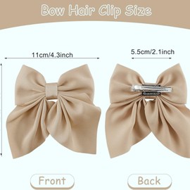 Pack of 10 Large Bow Hair Clips with Long Tails - Soft Satin French Hair Pins for Women and Girls - Perfect for Parties and Valentine's Day