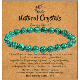 MAIBAOTA Malachite Bracelet, Stone Bracelets for Women Men, 8 mm Round Crystal Beads Bracelets, Jewelry Gifts for Women Men