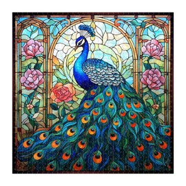 Stained Glass Peacock Puzzles for Adults 1000 Pieces, Vintage Bird Art Puzzle, Impossible Hard Challenging Jigsaw Puzzles for Adults, Colorful Peacock Garden Puzzle as Home Wall Decor